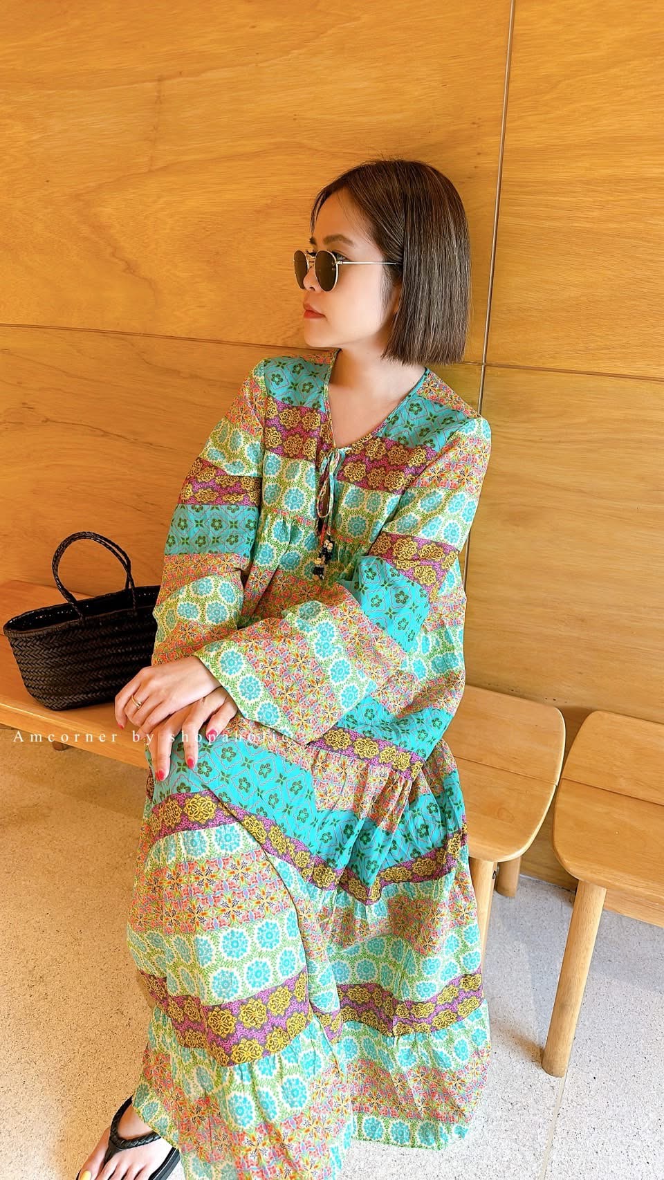 BOHO MAXI DRESS ผ้าเนื้อพริ้ว เนื้อดี เนื้อผ้าใส่สบาย ใส่สบาย : สินค้าคุณภาพ (พร้อมส่ง)