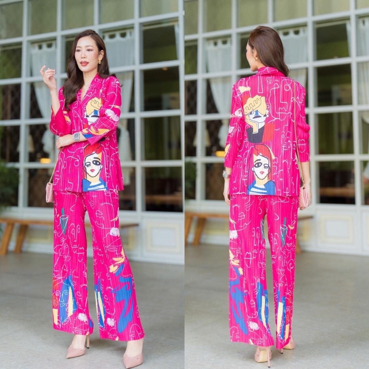 ชุดเซตผ้าอัดพลีทลอน 🥰 เนื้อสวย ไฮโซววแบบงาน Brand : สินค้าคุณภาพ (พร้อมส่ง)