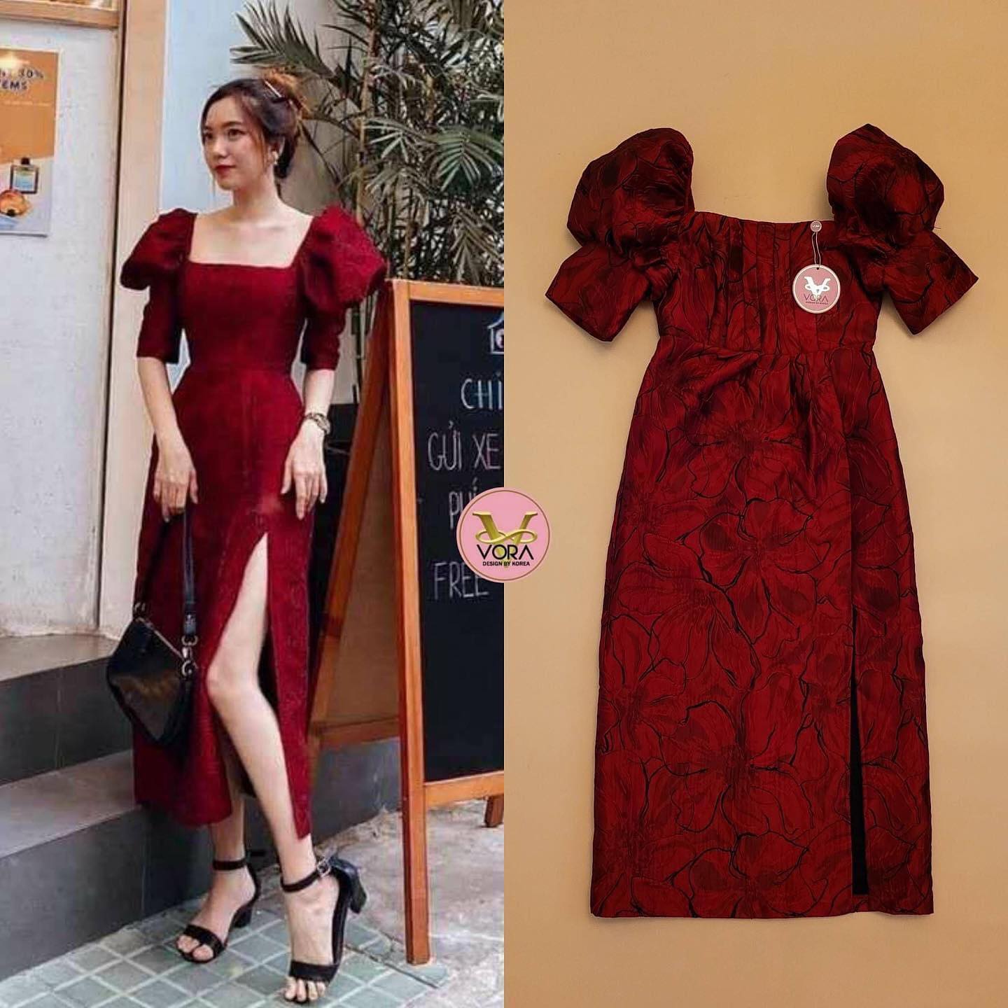 Dress คอเหลี่ยมแขนพองเจ้าหญิงสุดๆ ช่วงเอวเข้ารูปจับจีบด้านข้าง ผ่าปลายกระโปรง ด้านข้าง ใส่ออกมาแล้วหุ่นดีสุดๆ ปั้มลวดลายดอกไม้ มีtexture ผ้าหนามีซับในทั้งชุด สินค้าคุณภาพ (พร้อมส่ง) สำเนา