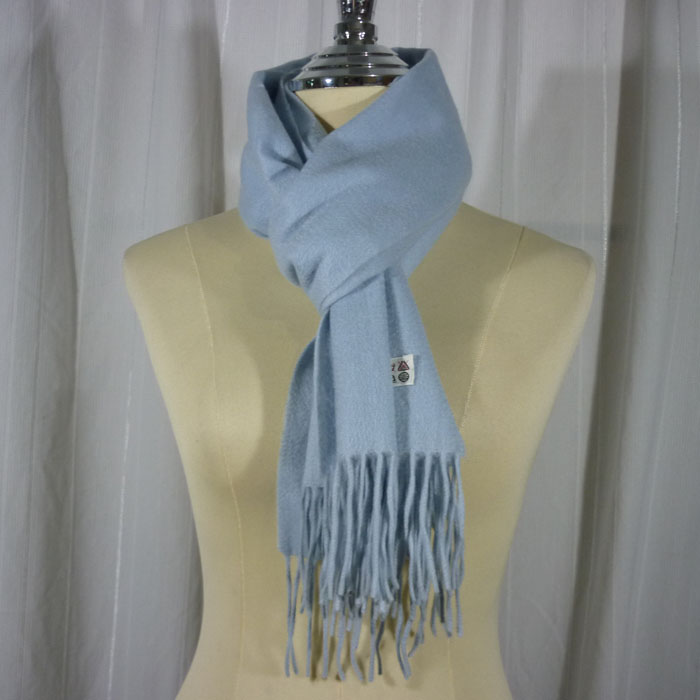 ผ้าพันคอ 100% Cashmere สีฟ้าอ่อน นุ่มมมาก อุ่นติดลบ