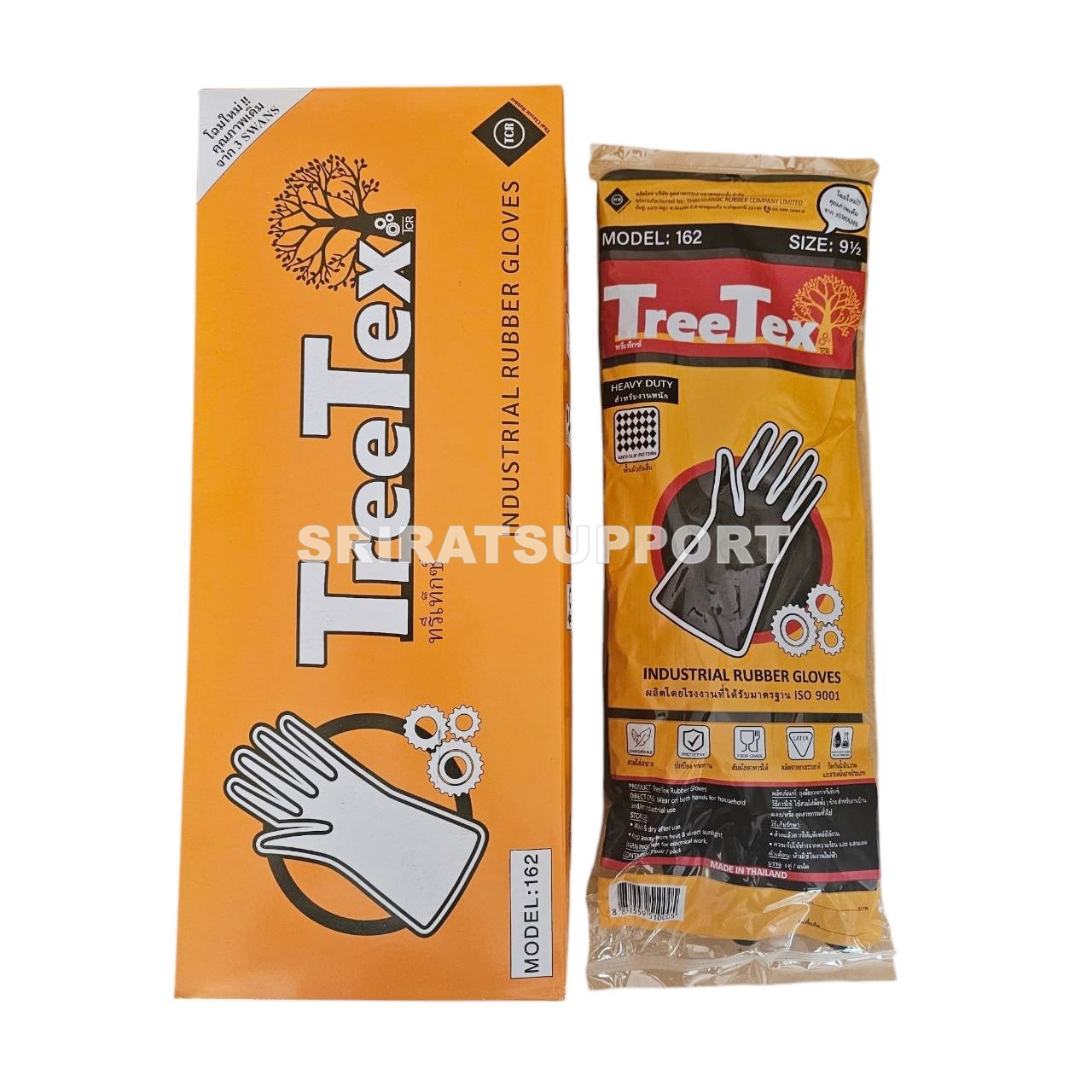 TREETEX NO.162 ถุงมือยางธรรมชาติอย่างหนา (ชื่อเดิม 3SWANS)
