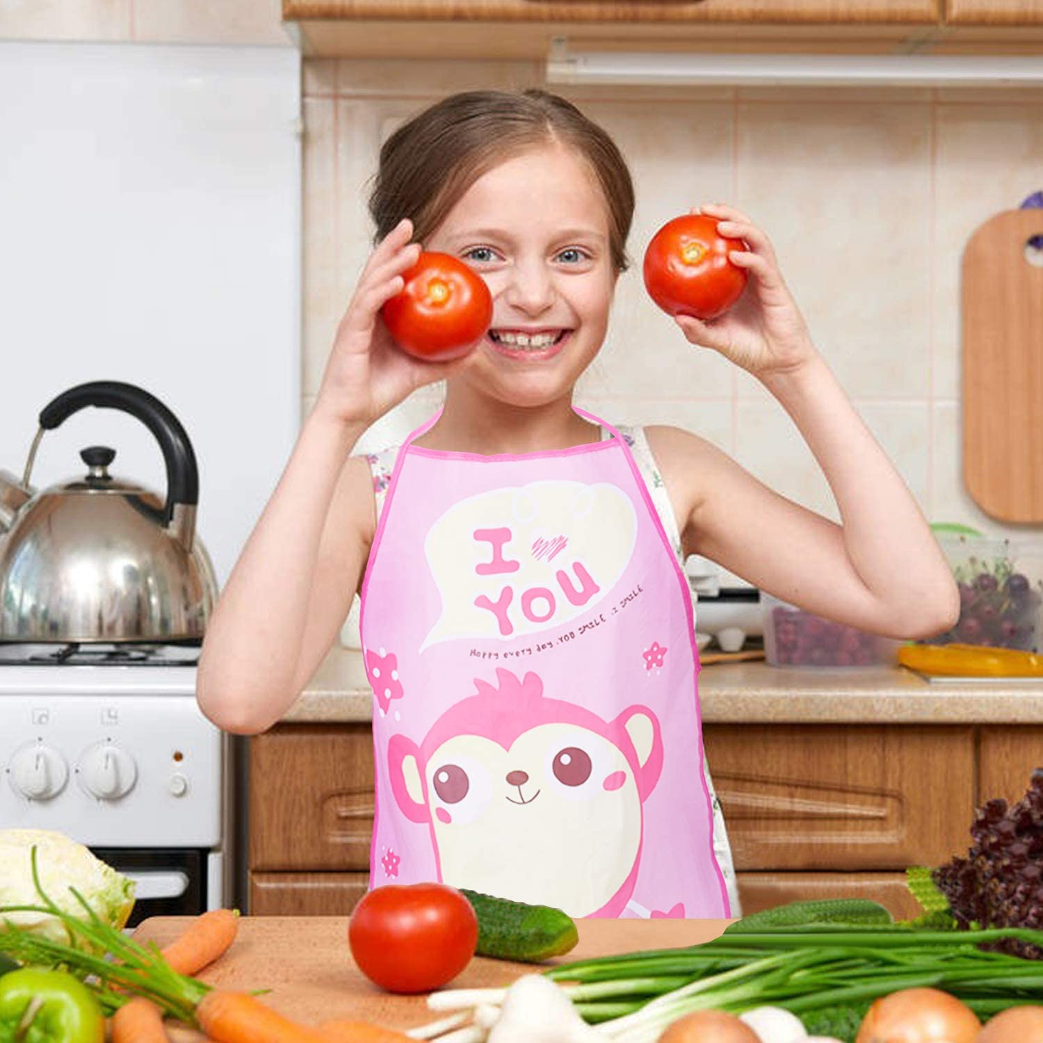 ผ้ากันเปื้อนเด็ก+ปลอกแขน สำหรับทำอาหาร/ทำงานศิลปะ PEVA กันน้ำ ปลอดสารพิษ