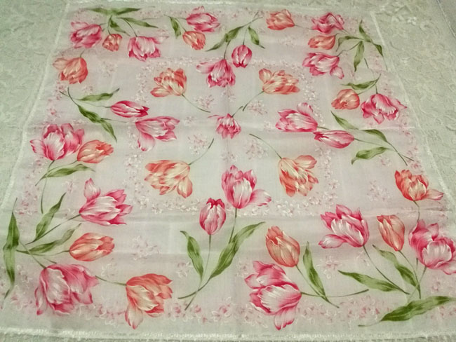 ผ้าเช็ดหน้าลูกไม้ Pierre Cardin สวยอลังสุดๆ