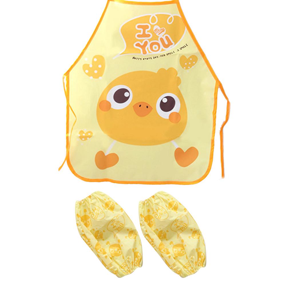 ผ้ากันเปื้อนเด็ก+ปลอกแขน สำหรับทำอาหาร/ทำงานศิลปะ PEVA กันน้ำ ปลอดสารพิษ