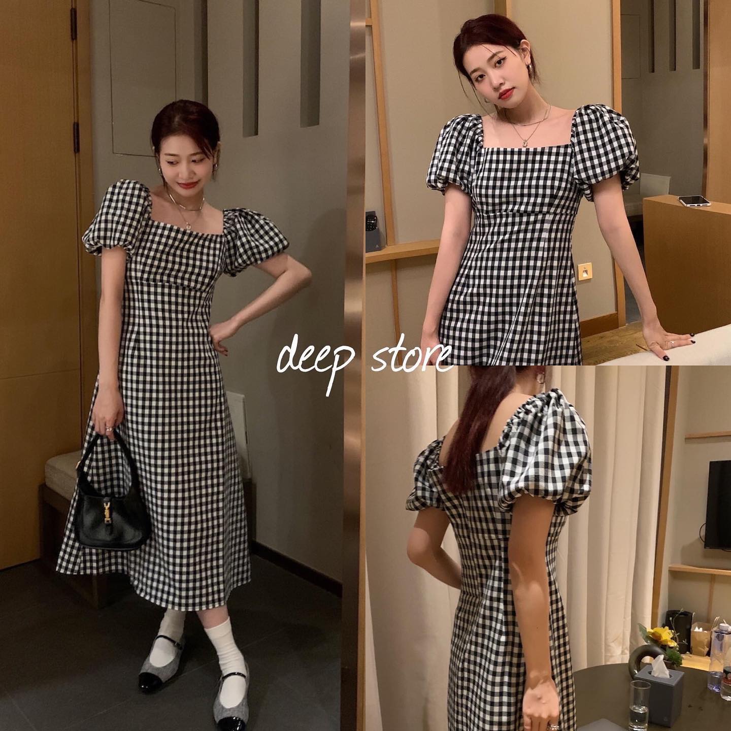 เดรสทรงคอเหลี่ยม แขนบอลลูนพองๆ น่ารักมากๆค่ะรุ่นนี้ สินค้าคุณภาพ (พร้อมส่ง)