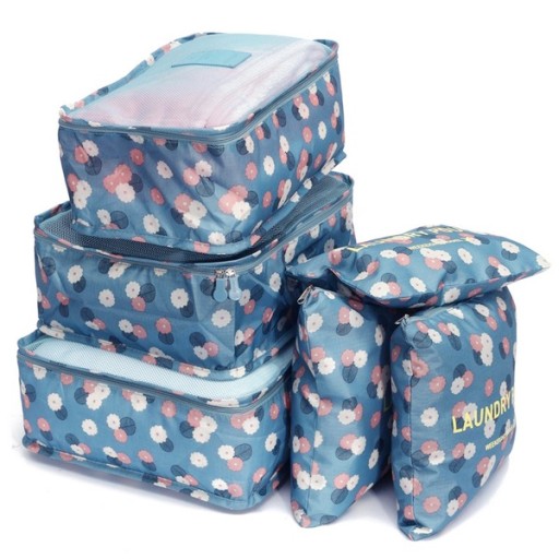 กระเป๋าจัดระเบียบเดินทาง กระเป๋าจัดระเบียบเสื้อผ้า 6 ใบ จัดกระเป๋าเดินทาง กันน้ำ ใส่เสื้อผ้า ชุดชั้นใน เครื่องสำอาง มี 5 สีให้เลือก