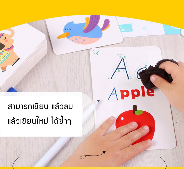 การ์ดไวท์บอร์ดเขียนลบ Activity Cards Write & Wipe ฝึกเขียนตัวอักษร ABC / ตัวเลขและการบวกลบ
