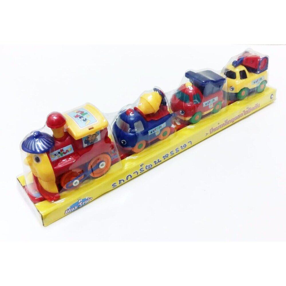 ของเล่นรถไฟ รถไฟเด็กเล่น แม่เหล็ก การ์ตูนหรรษา (มีแม่เหล็กดูดรถให้ติดกัน)