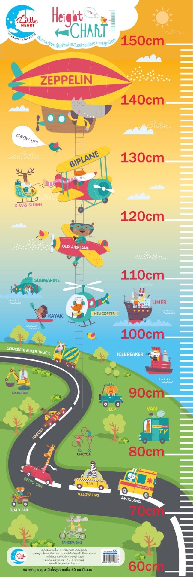 โปสเตอร์ที่วัดส่วนสูง ลาย ยานพาหนะดุ๊กดิ๊ก