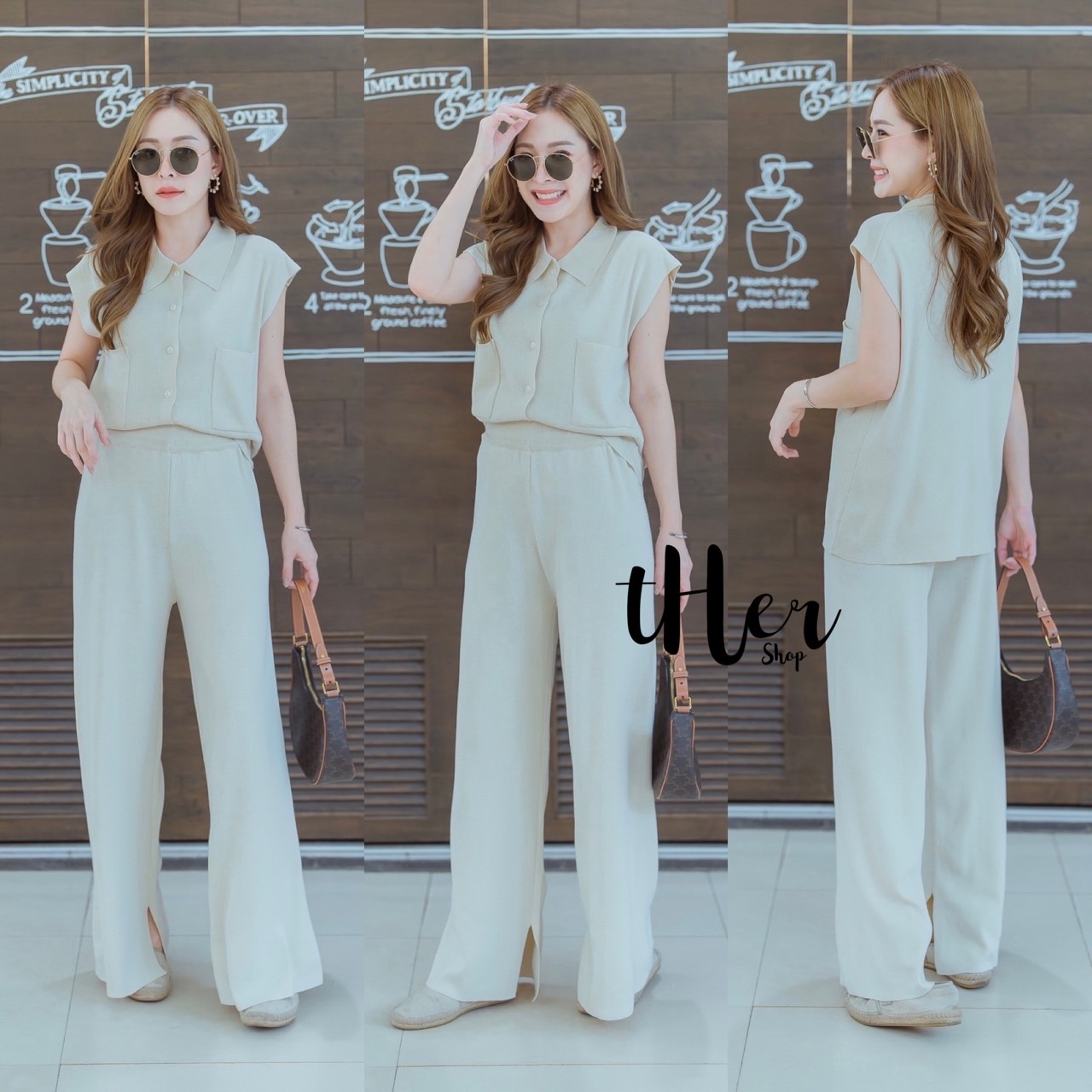 ชุดSet เสื้อกระดุมแต่งคอปก มาพร้อม กางเกงขายาวทรงสวย สามารถใส่แยก ได้ด้วยน้า ใช้ผ้าเนื้อดี ใส่สบาย : สินค้าคุณภาพ (พร้อมส่ง)