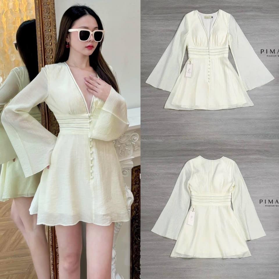 เดรสแขนยาว กรุยกรายเนื้อผ้าสวย ดูแพงมากก ใส่สบาย สินค้าคุณภาพ (พร้อมส่ง)