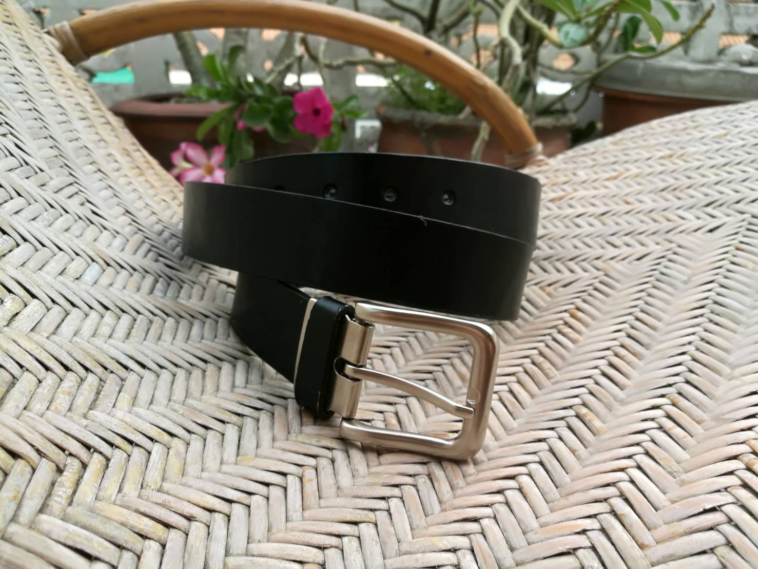 เข็มขัดชาย หนังแท้สีดำ