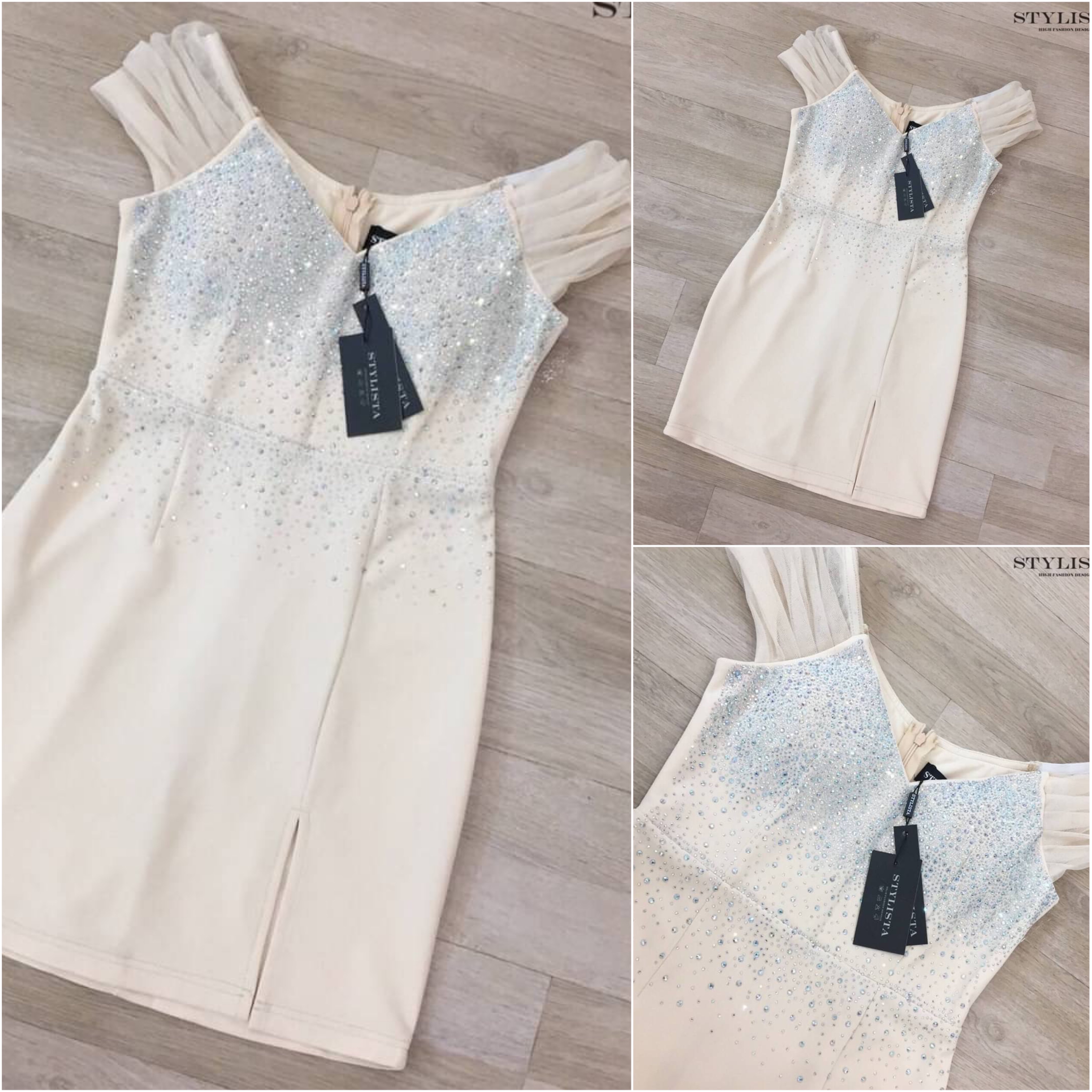 เดรสทรงพอดีตัว ปาดไหล่ เเต่งเกร็ดเพชรสวยวิบวับ ใส่สวยเรียบหรูมาก ดูดีเหมือนเซเลปเลยค่ะ สวยเปะเวอร์ ใส่ออกงาน ใส่ได้หลายโอกาส สินค้าคุณภาพ (พร้อมส่ง)