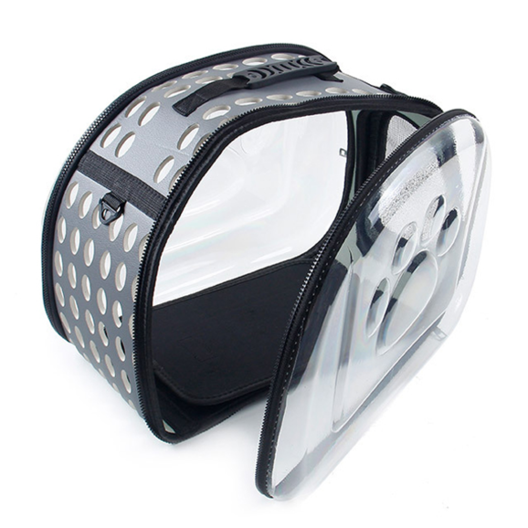 กระเป๋าสัตว์เลี้ยงสะพายข้าง Petsuka แบบโปร่งใส สีเทา ขนาด S