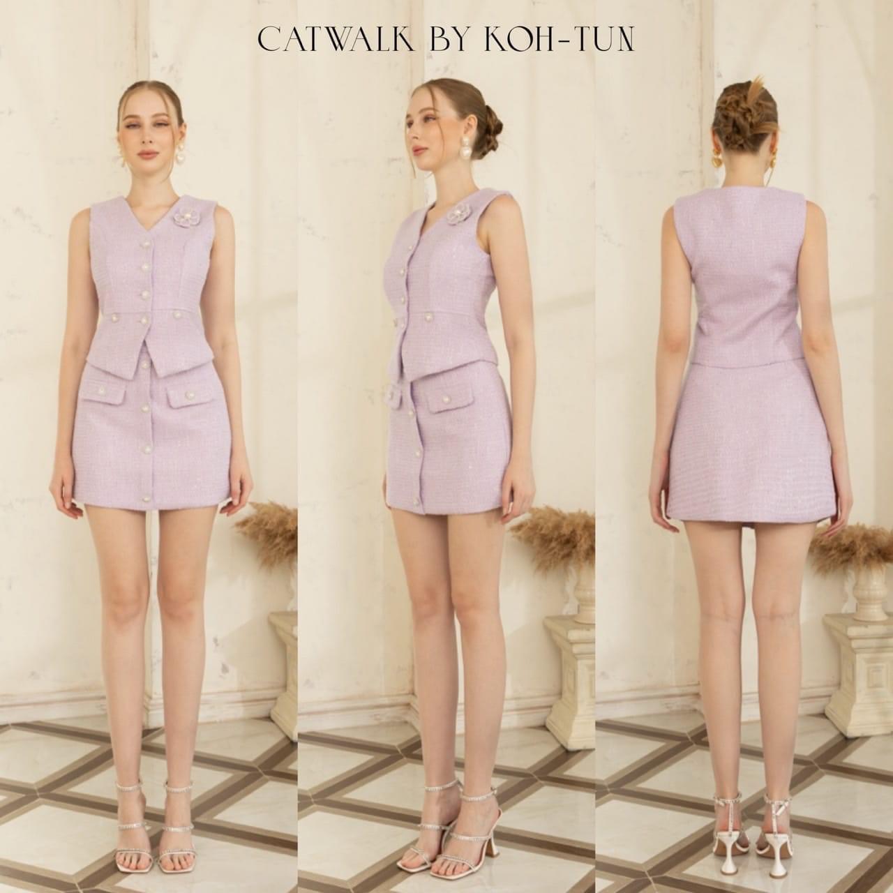 เซตเสื้อVEST +กระโปรงผ้าทวิต เนื้อผ้าทวิต เกรดเอ ผ้าสวยมาก : สินค้าคุณภาพ (พร้อมส่ง)