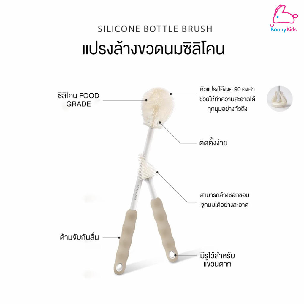 KU.KU Duckbill(คุคุ ดั๊กบิล) Silicone Bottle Brush แปรงล้างขวดนมแบบซิลิโคน เซ็ต 3 ชิ้น
