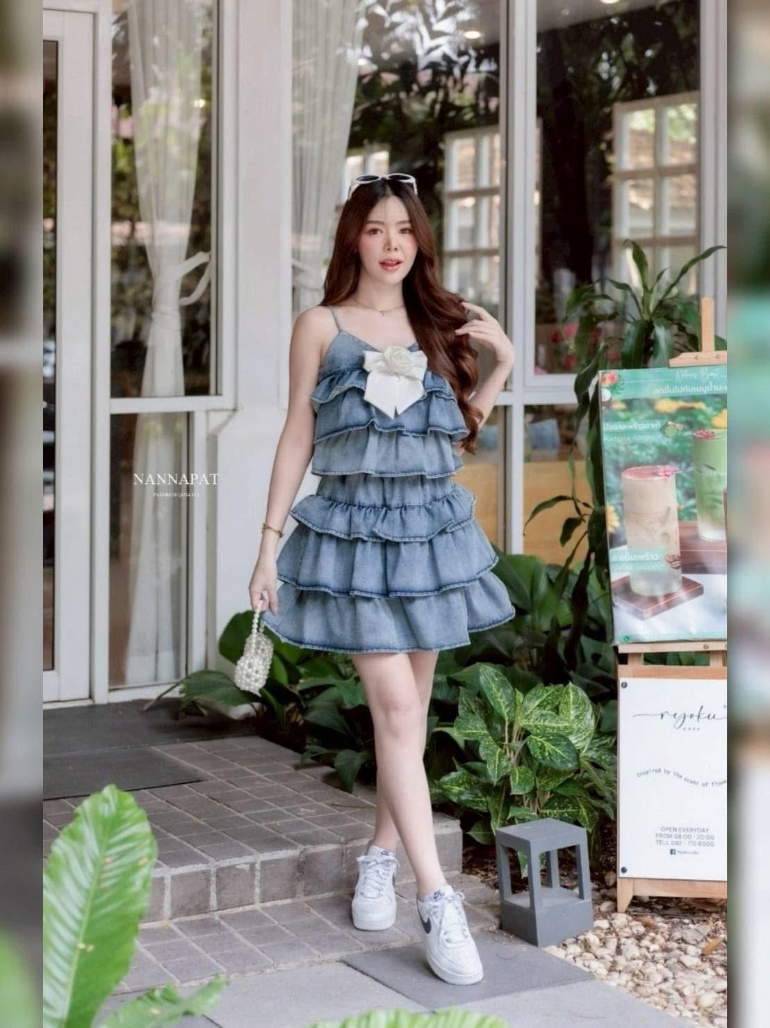 เซ็ทเสื้อกระโปรงระบายเป็นชั้นๆ ใส่สบาย : สินค้าคุณภาพ (พร้อมส่ง)
