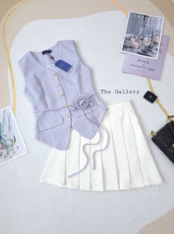 ชุดset3ชิ้น พร้อมเข็มขัดดอกไม้ใส่ได้2แบบเลย เสื้อและกระโปรงจะมีซับด้านในเป็นกางเกงค่ะ ใส่สบาย : สินค้าคุณภาพ (พร้อมส่ง)