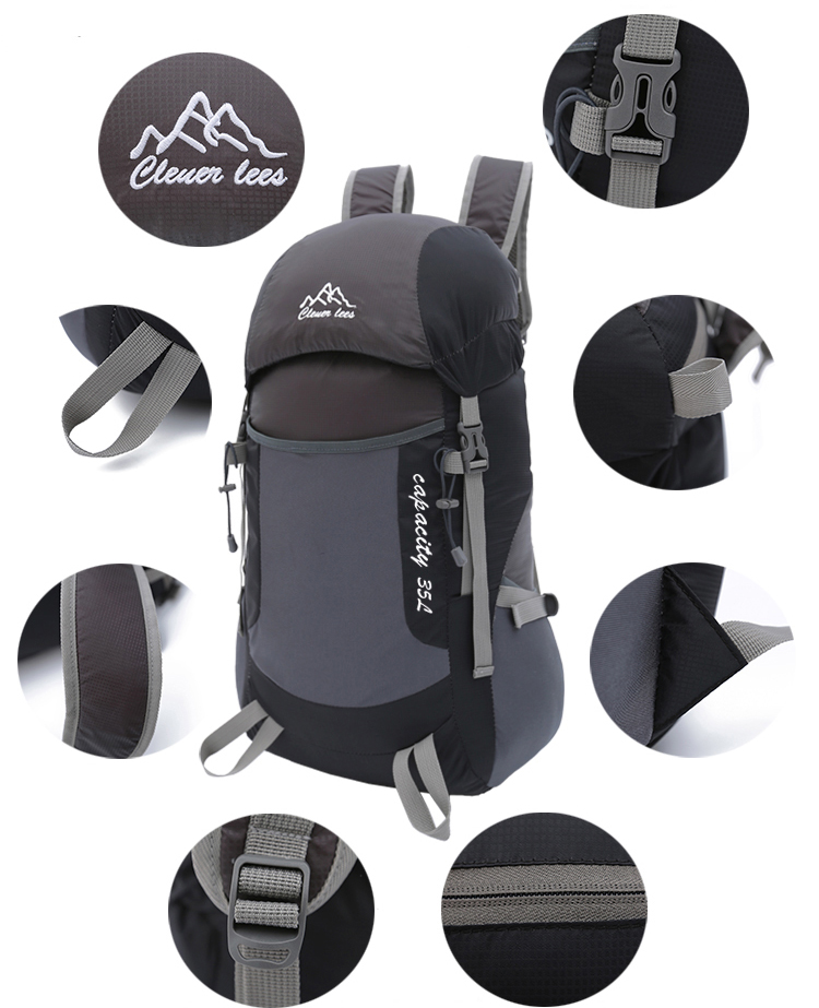 กระเป๋าเป้พับเก็บได้ ขนาด 35 ลิตร น้ำหนักเบา ผลิตจากโพลีเอสเตอร์ กันน้ำ ทนทาน เหมาะสำหรับเดินทาง ท่องเที่ยว