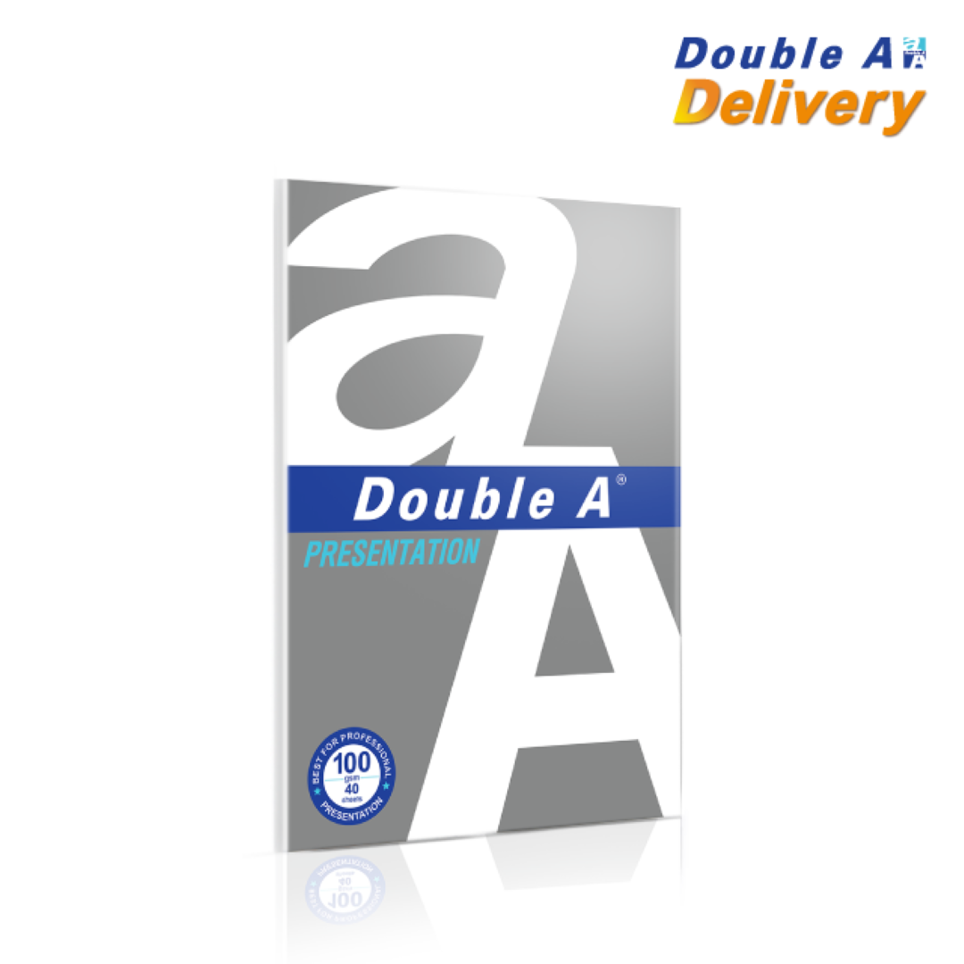 กระดาษการ์ด Double A สีขาว ขนาด A4 100 แกรม แพ็ค 40 แผ่น