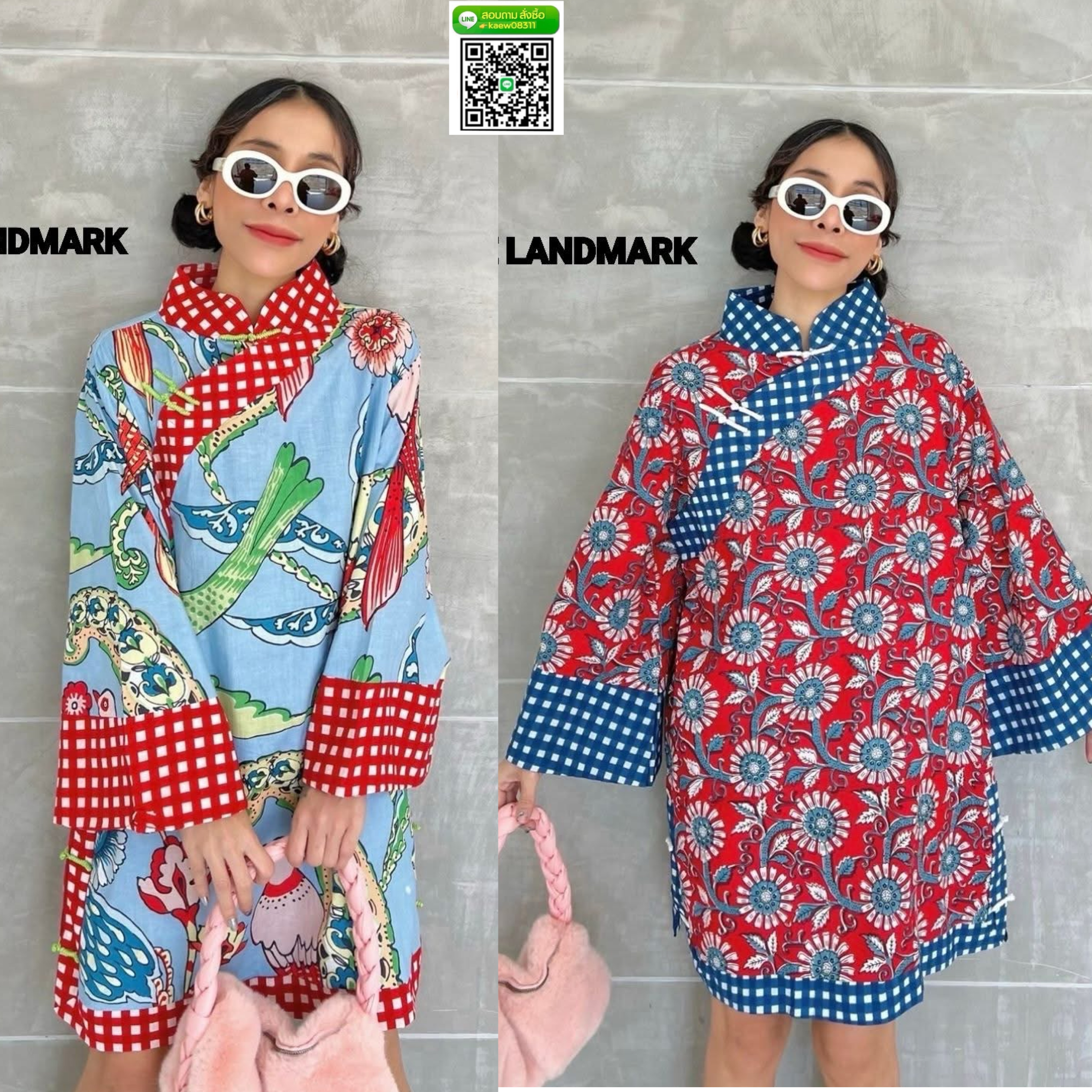 มินิเดรสผ้าบล็อคคอทตอลอินเดีย มาในทรงมินิเดรส คอจีนแต่งกระดุมผ้าป้ายข้าง เปิดถอดได้ แขนบาน ตัดต่อลาย ช่วงชายผ่าข้างกระดุมผ้า มีกระเป๋าล้วง ใส่สบาย : สินค้าคุณภาพ (พร้อมส่ง)