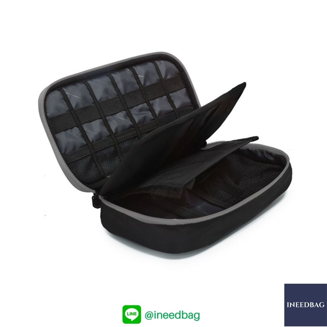 ฺBagsmart กระเป๋าจัดระเบียบอิเล็กทรอนิกส์ กระเป๋าใส่สายชาร์จ กระเป๋าใส่ฮาร์ดดิสก์ กระเป๋าใส่อุปกรณ์ไอที มีสองชั้น ช่องเยอะพิเศษ มีหูหิ้วพกพาสะดวก (ดำ-เทา)
