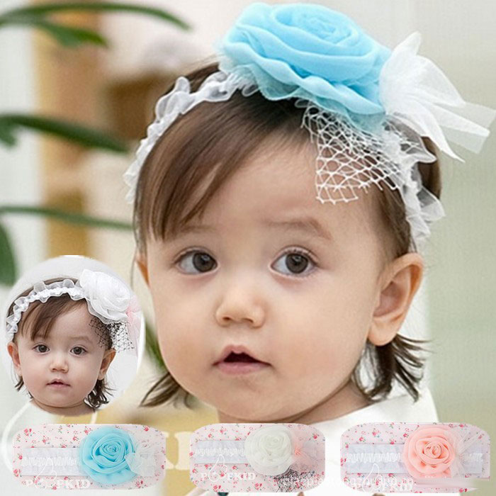 ผ้าคาดผมเด็กอ่อน ดอกไม้ประดับตาข่ายหรูหรา