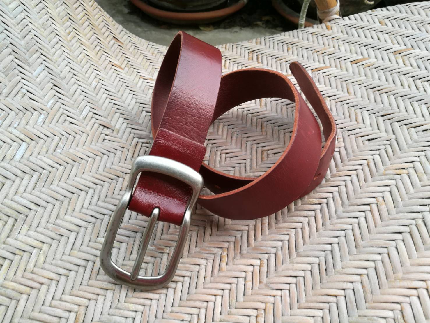 เข็มขัดชาย หนังแท้ หัวเหล็กสวย หนังหนา