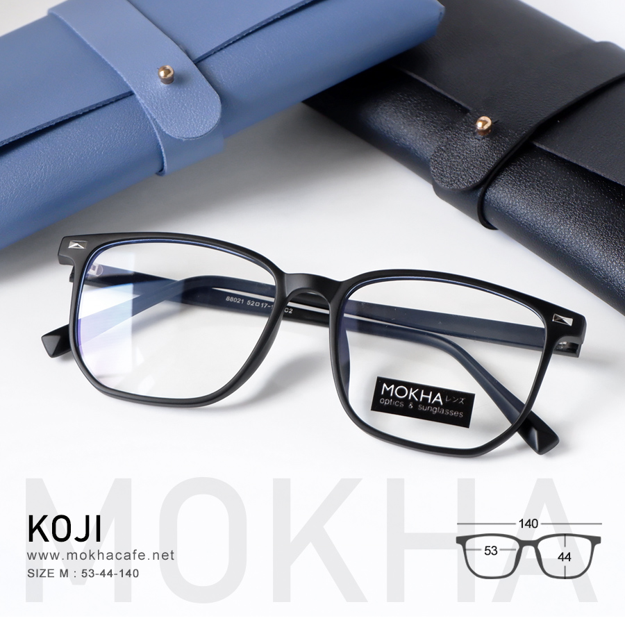 KOJI - black กรอบแว่น ทรงเหลี่ยม TR90 ยืดหยุ่น กว้าง 140 มม. (sizeM) H44