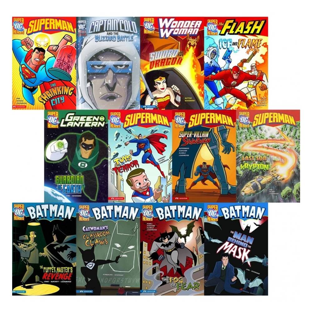 DC Super Heroes and Villains : 12 Book Collection : Batman + Superman + Wonder Woman + Green Lantern + The Flash + Captain Cold เซตหนังสือ ดีซี ซุปเปอร์ฮีโร่ 12 เล่ม เหมาะกับเด็ก 7+