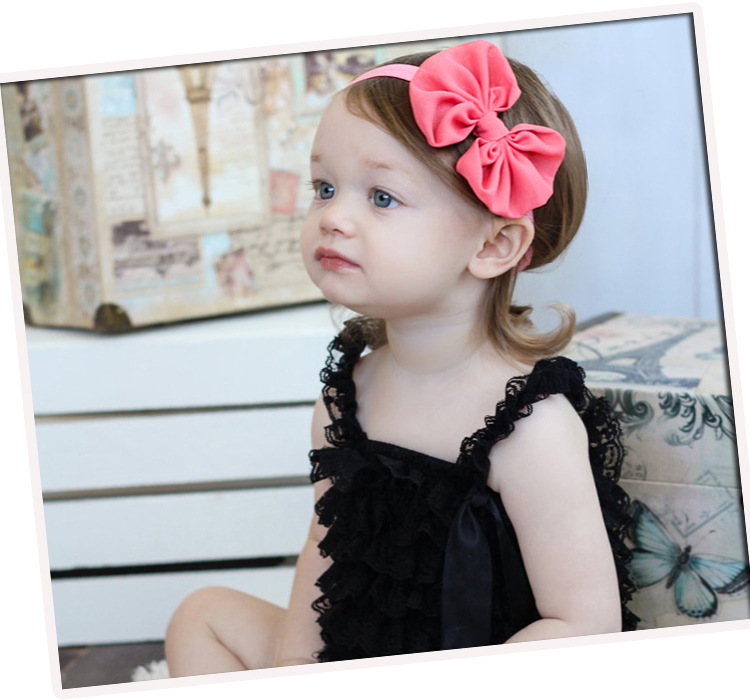 ผ้าคาดผมเด็กอ่อน แบบโบว์ใหญ่จีบรูด Classic Style