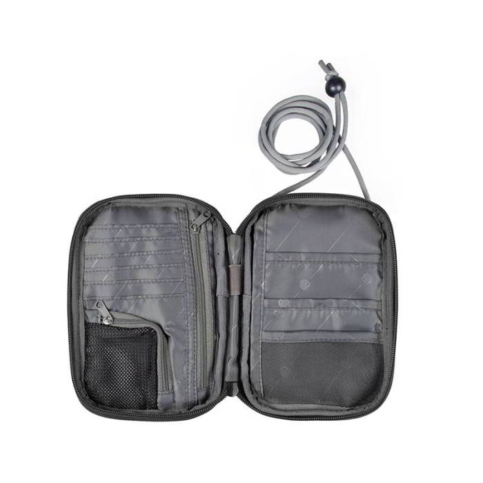 กระเป๋าใส่พาสปอร์ตห้อยคอ คล้องคอได้ กระเป๋าใส่หนังสือเดินทาง ป้องกันการขโมยข้อมูลบัตรเครดิตด้วยคลื่น RFID (Black)