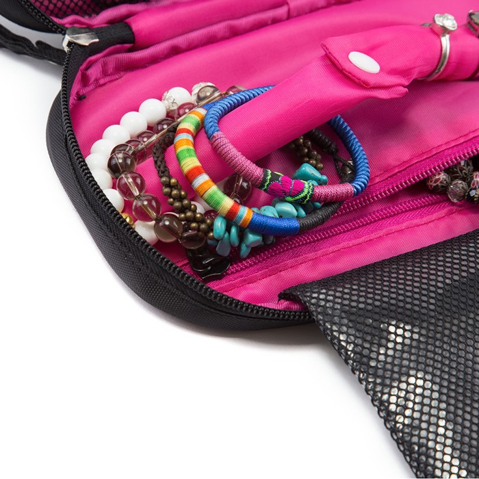 กระเป๋าเก็บเครื่องประดับ จัดเก็บสร้อยข้อมือ ต่างหู แหวน สร้อยคอ กำไล นาฬิกา คุณภาพสูง (Rose Pink)