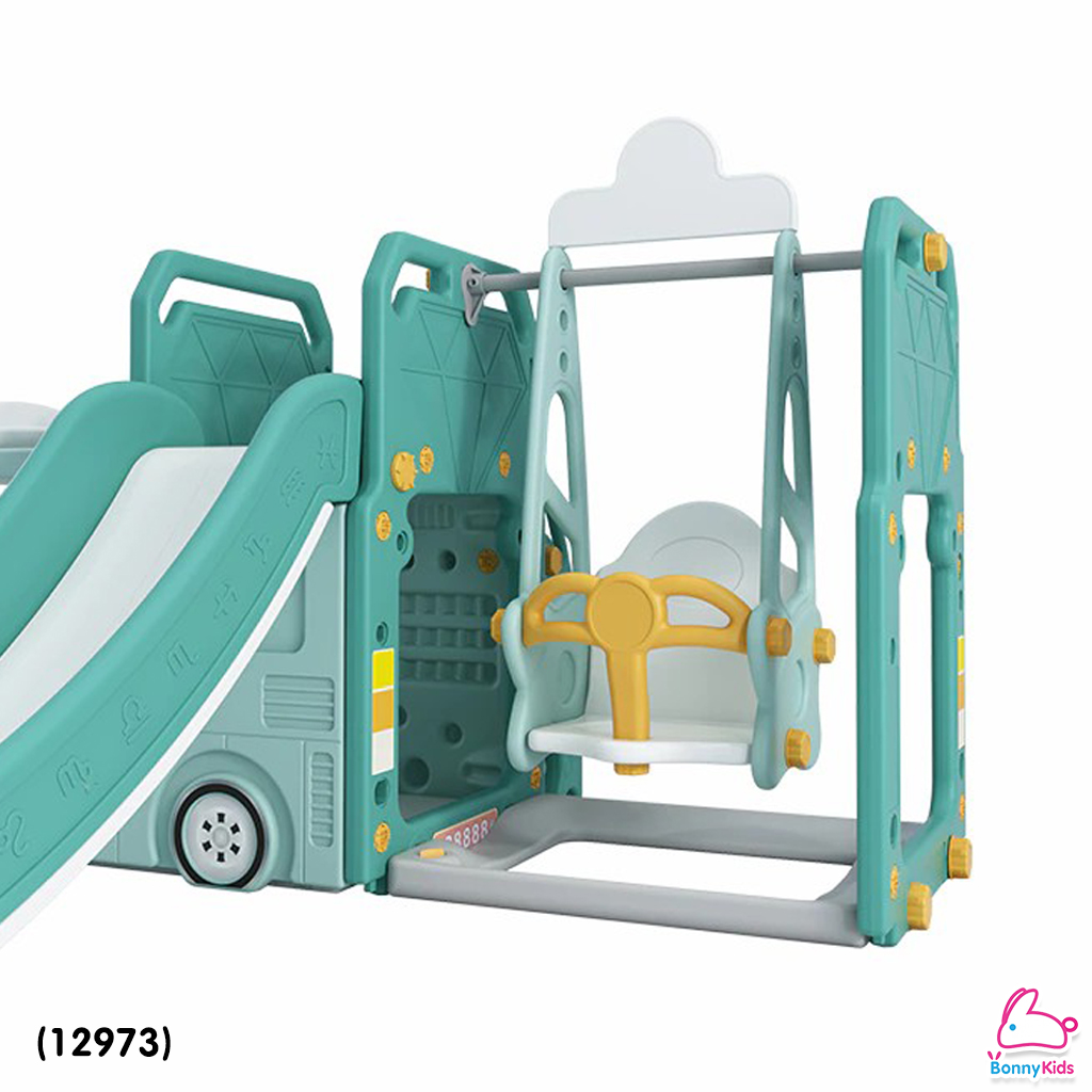 (12973) Baby Slider เซ็ตรถบัสสไลด์เดอร์ + แป้นบาส+ชิงช้า อุปกรณ์ครบชุด (Full Set)