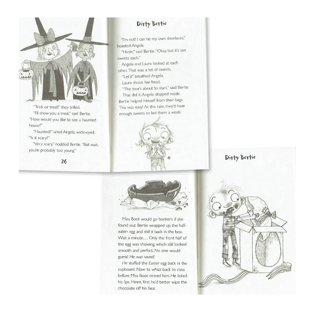 David Roberts & Alan Macdonald : David Roberts & Alan Macdonald : Dirty Bertie Book and CD Collection in a Slipcase Box เซตหนังสือแนวขำขัน เดอร์ตี้เบอร์ตี้ หนังสือพร้อมซีดี 8 เล่ม พร้อมกล่อง