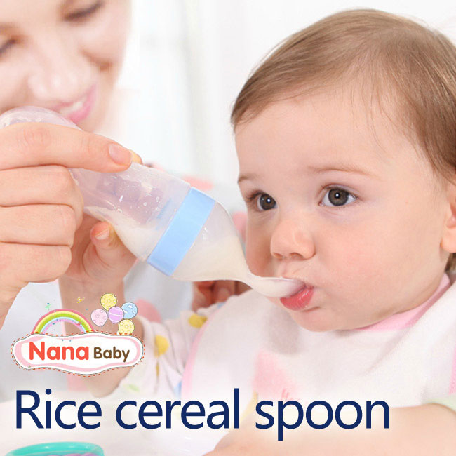 NanaBaby ที่ป้อนอาหาร ป้อนข้าวเด็ก ป้อนข้าวทารก เกรดพรีเมี่ยม ปลายช้อนเป็นซิลิโคน ฐานวางตั้งได้ !!