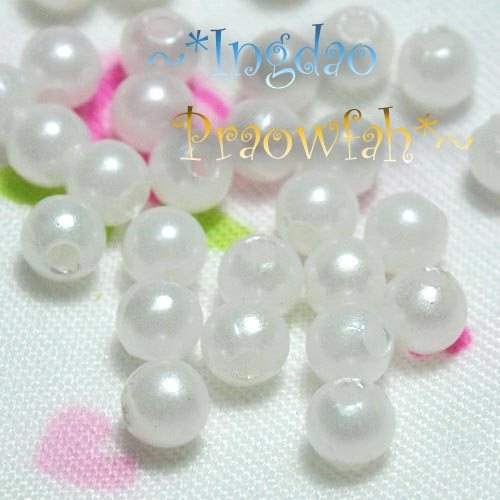 APEARL-4wh ลูกปัดมุกอะคลีลิก 4 มิล. สีขาว (10 กรัม / 400 ชิ้น)