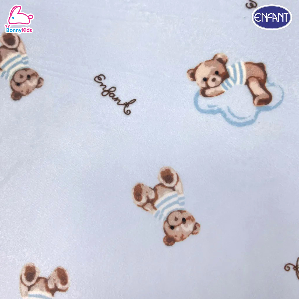 (15895-96) ENFANT (อองฟองต์) Mattress Protector ผ้ารองกันน้ำ Crytal Velvet (ผ้ากำมะหยี่นุ่ม) ลายตุ๊กตาหมี (2 ขนาด)