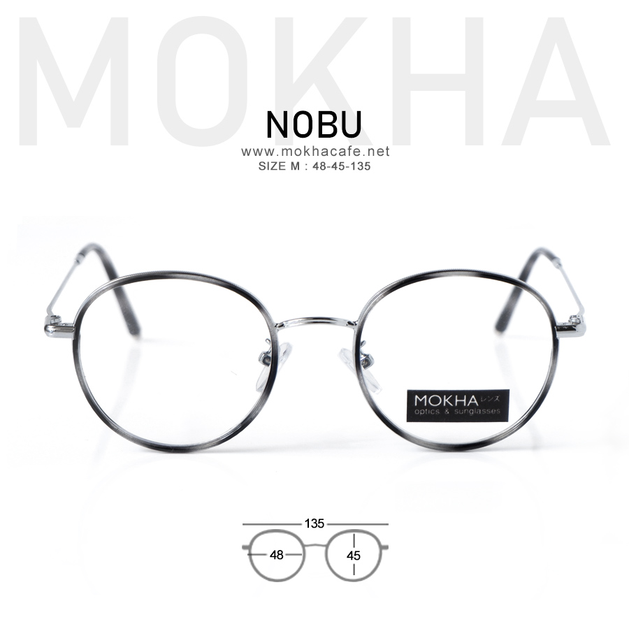 แว่นตา NOBU - black tortoise กรอบแว่นทรงกลม ขาโลหะ น้ำหนักเบา กว้าง 135 มม.(sizeM) H45