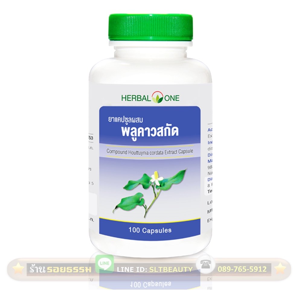พลูคาวสกัด (Herbal One) ขนาด 100 แคปซูล ► เป็นสมุนไพรอีกตัวที่ได้รับความเชื่อถือใน สรรพคุณที่หลากหลาย และยังมีผลวิจัยออกมาว่า พลูคาวแก้น้ำเหลืองเสีย และสามารถกระตุ้นการแบ่งตัวของเซลล์เม็ดเลือดขาวได้ และมีผลลดการแพ้ต่างๆ โดยลดการหลั่ง IgE ในเม็ดเลือดขาว