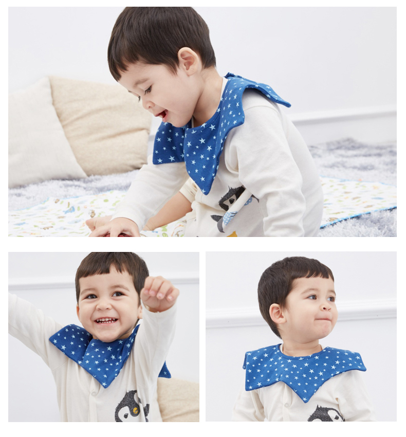 ผ้ากันเปื้อนเด็กซับน้ำลาย หมุนได้รอบคอ 360 องศา Cotton 100% หนา 2 ชั้น มีกระดุมถอดง่าย สำหรับเด็กวัย 0-2 ปี