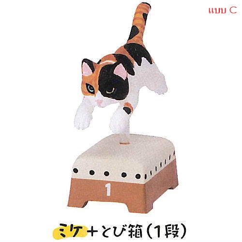 กาชาปองฟิกเกอร์แมวกระโดดข้ามเบาะ Animal Attraction Jumping Box Cat