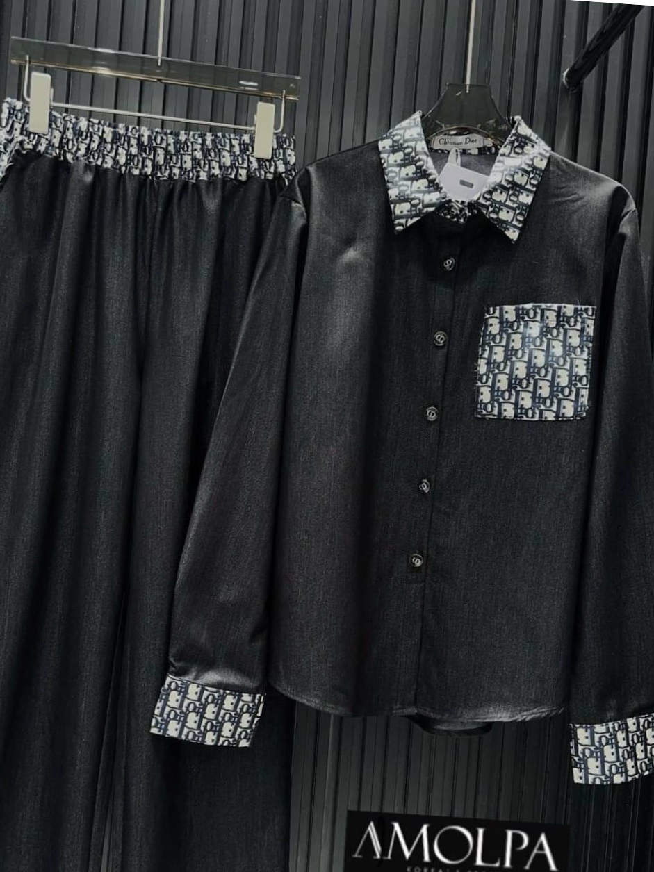 SET CD DENIM งาน Hiend งานผ้ายีนส์100% ตัวเสื้อเชิ้ตปั้มกระดุม มาให้ช๊อปพร้อมกางเกงขาปล่อย สุดดดฉ่ำ ใส่สบาย : สินค้าคุณภาพ (พร้อมส่ง)