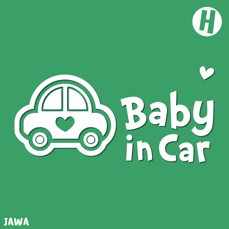 สติ๊กเกอร์ Baby in Car น่ารักสดใสสไตล์เกาหลี ติดกระจกรถยนต์ที่มีเด็ก สีขาว