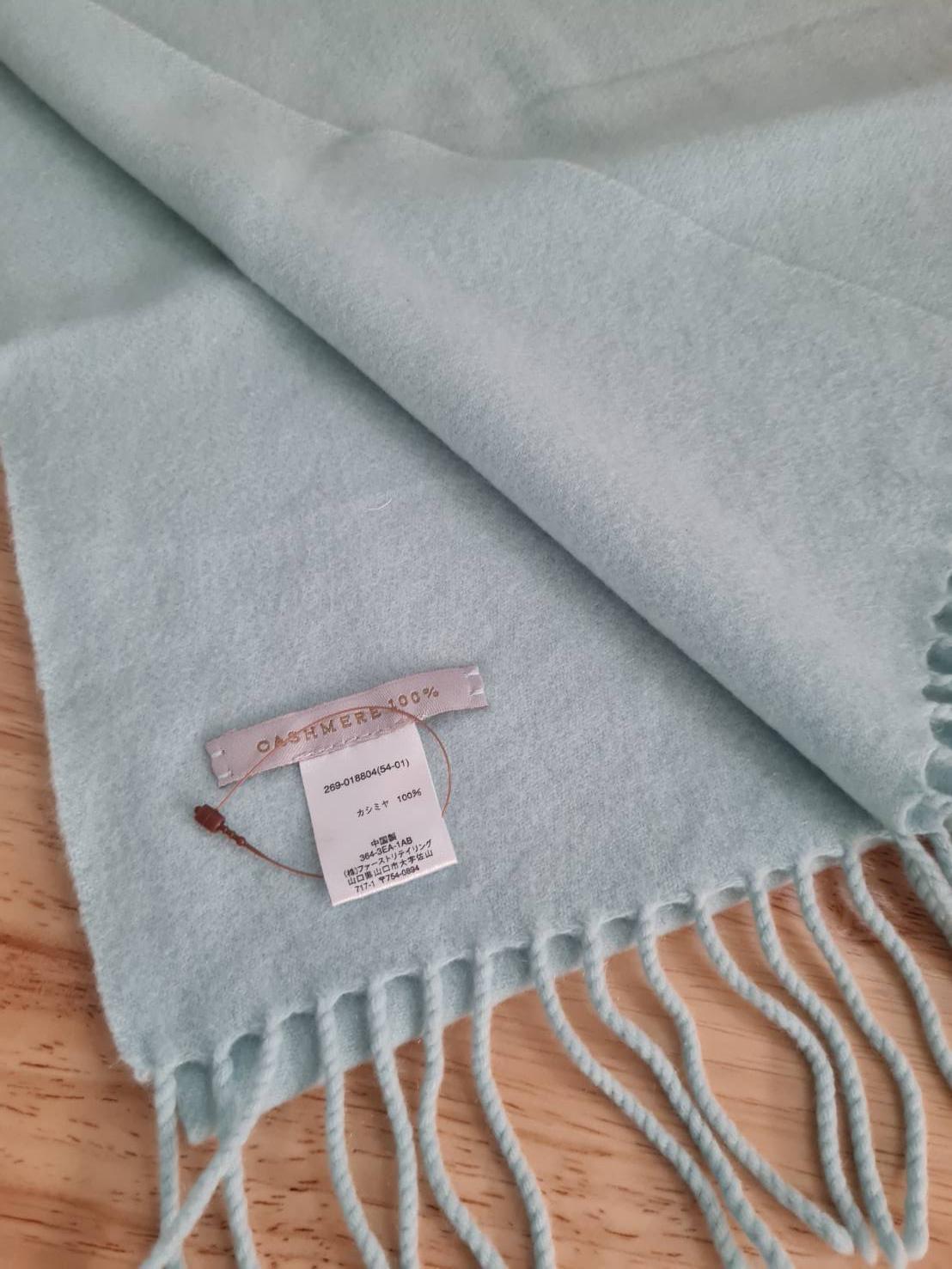 ผ้าพันคอ Cashmere สีฟ้าพาสเทล(มือ1)