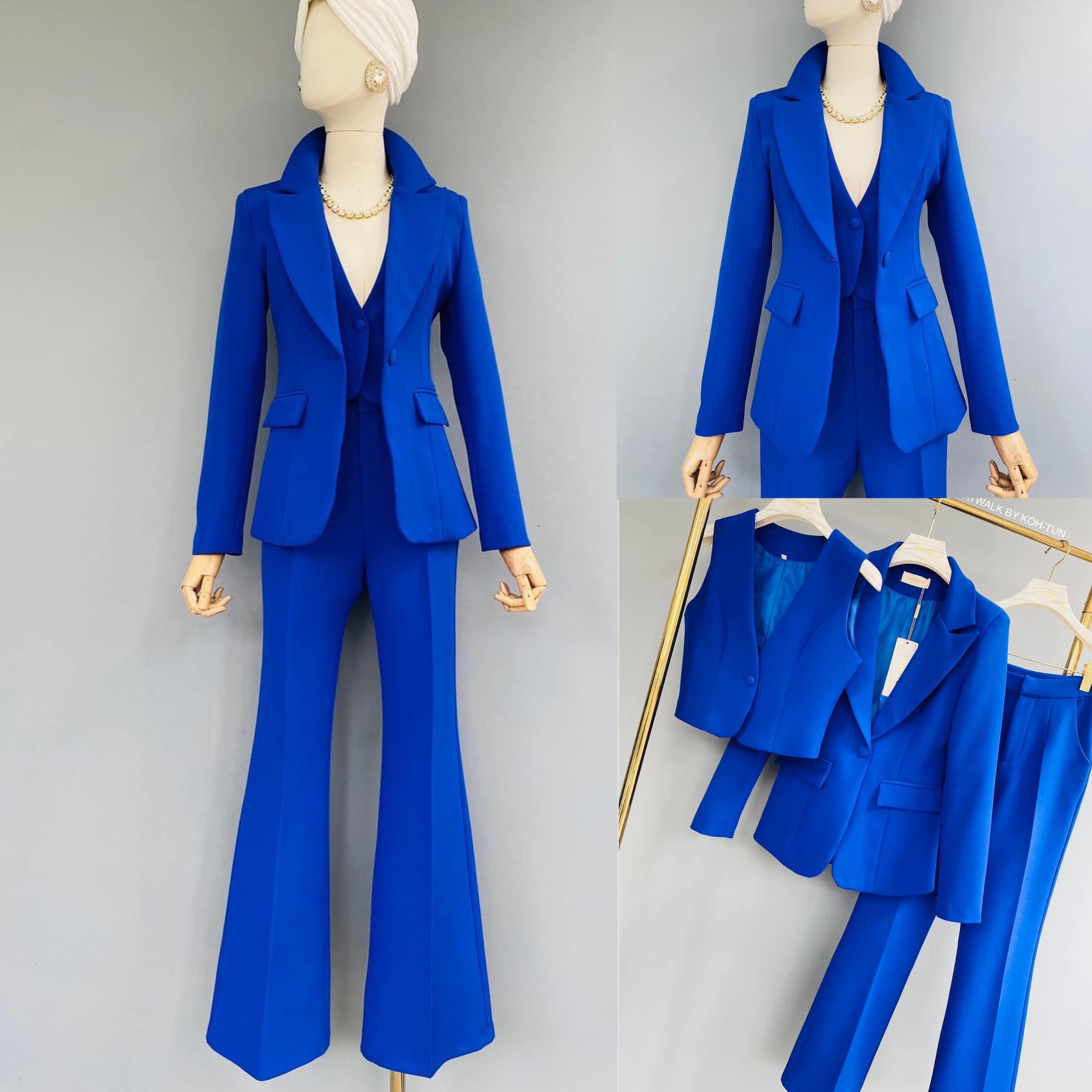 ชุด BLAZER 3ชิ้น BLAZERเป็นทรงเข้ารูป มาพร้อมกับเสื้อกั๊กครอปแขนกุด ทรงเข้ารูปคอวี มาคู่กับกางเกงทรงขาบาน งานผ้าเกรดเอ ใส่สบาย . สินค้าคุณภาพ (พร้อมส่ง).