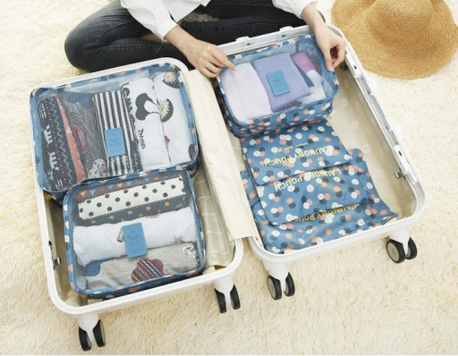 กระเป๋าจัดระเบียบเดินทาง กระเป๋าจัดระเบียบเสื้อผ้า 6 ใบ จัดกระเป๋าเดินทาง กันน้ำ ใส่เสื้อผ้า ชุดชั้นใน เครื่องสำอาง มี 5 สีให้เลือก