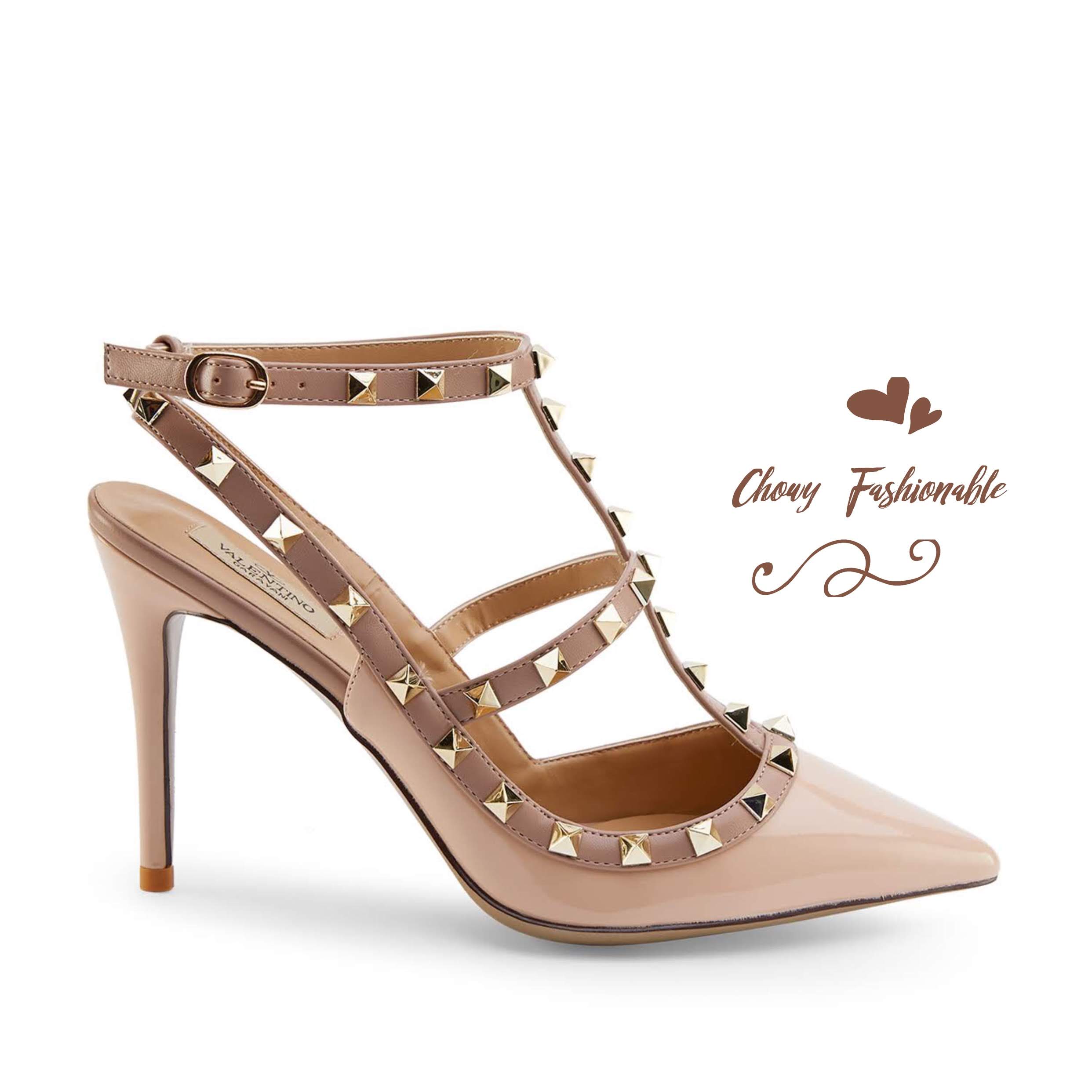 รองเท้าไซส์ใหญ่ 40-42 สูง 3 นิ้ว วาเลน T-Strapy Metal ส้นสูงไซส์ใหญ่ KR0369BN