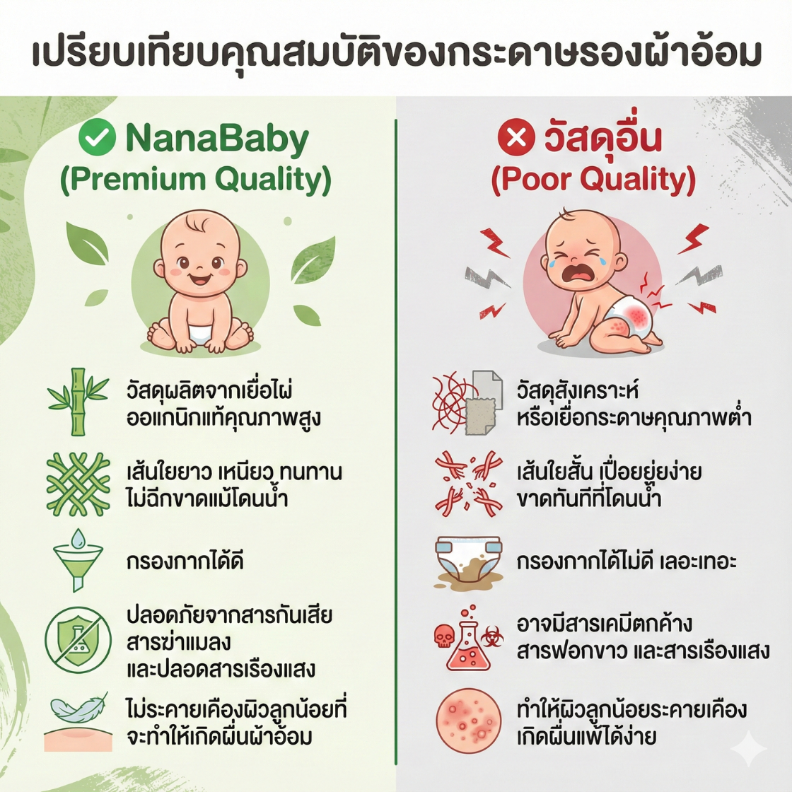 NanaBaby กระดาษเยื่อไผ่ออร์แกนิก กระดาษรองผ้าอ้อม Bamboo Dry Liner (ใช้รองด้านในเวลาเด็กถ่าย)