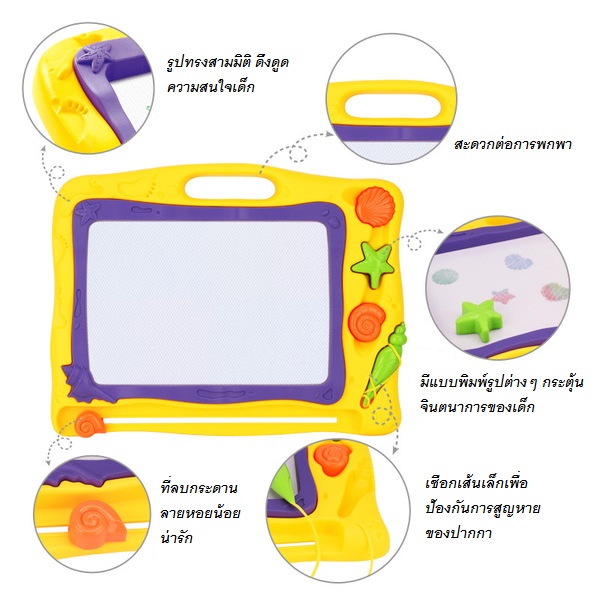 กระดานวาดภาพแม่เหล็กเขียนลบ 4 สี มีตัวปั๊ม Colour Magnetic Drawing Board